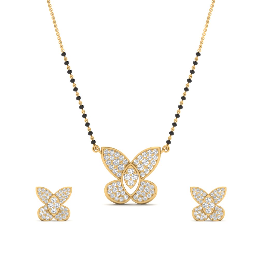 Cute Butterfly Mangalsutra And Earring Set
