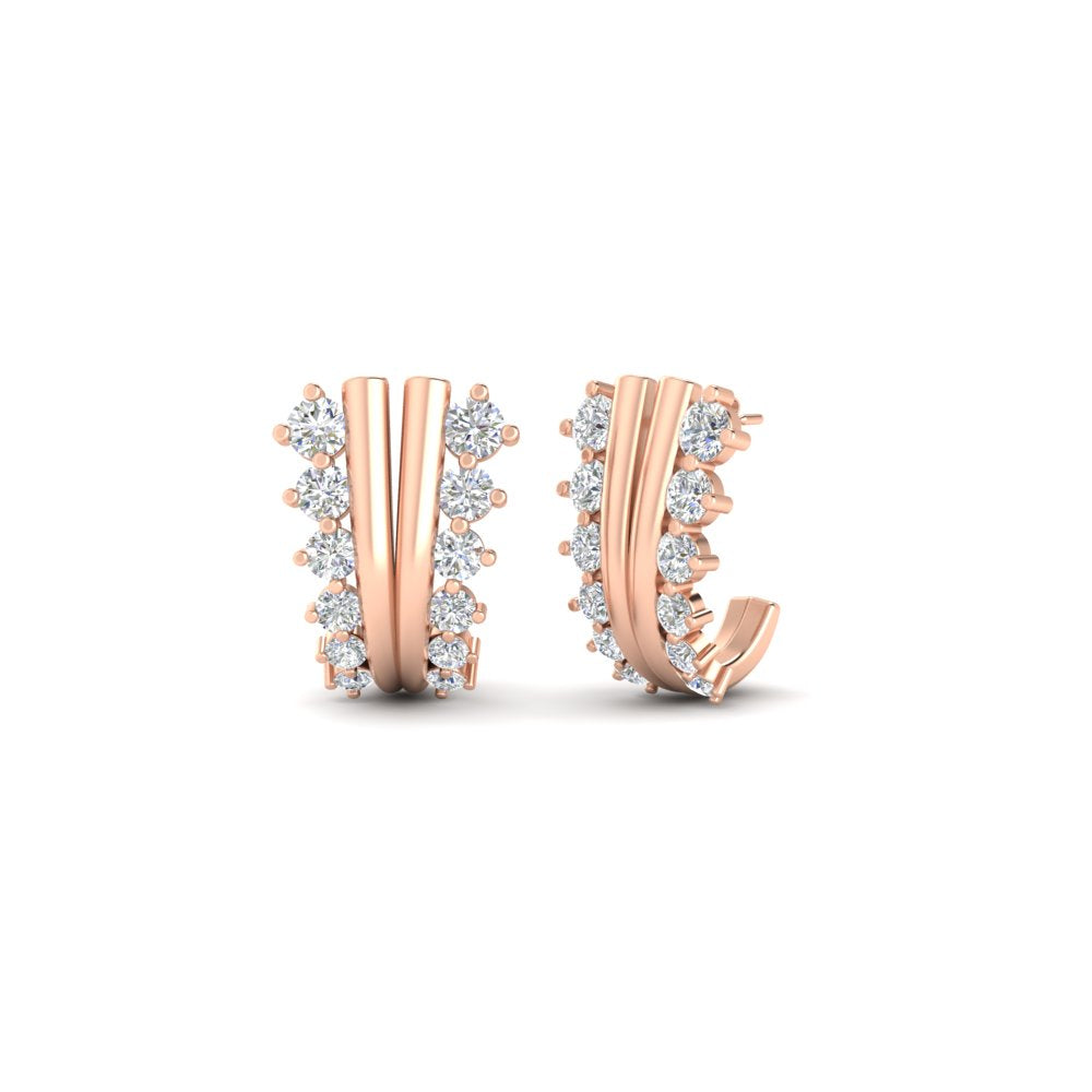 Daily Wear Diamond J Hoops Earrings