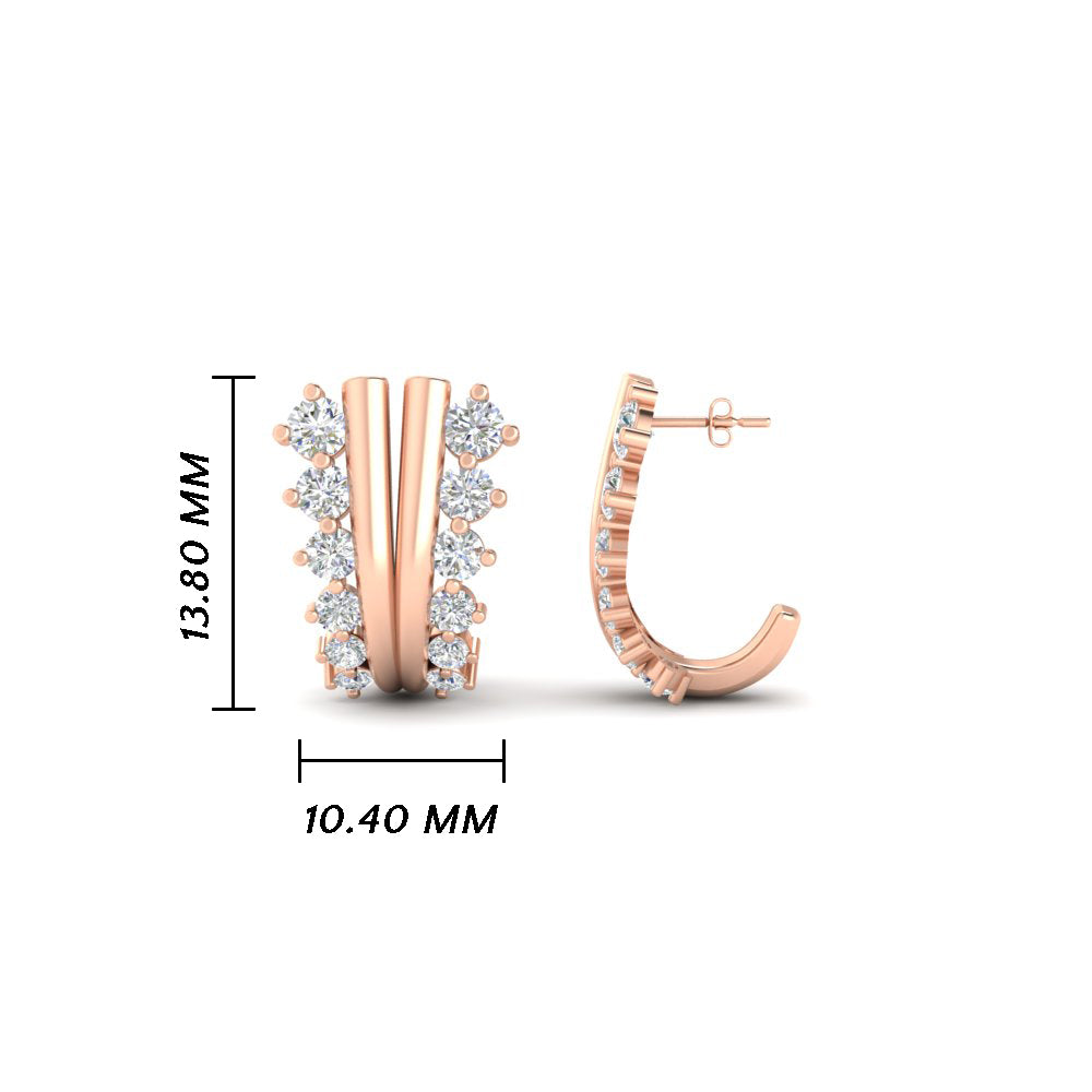 Daily Wear Diamond J Hoops Earrings