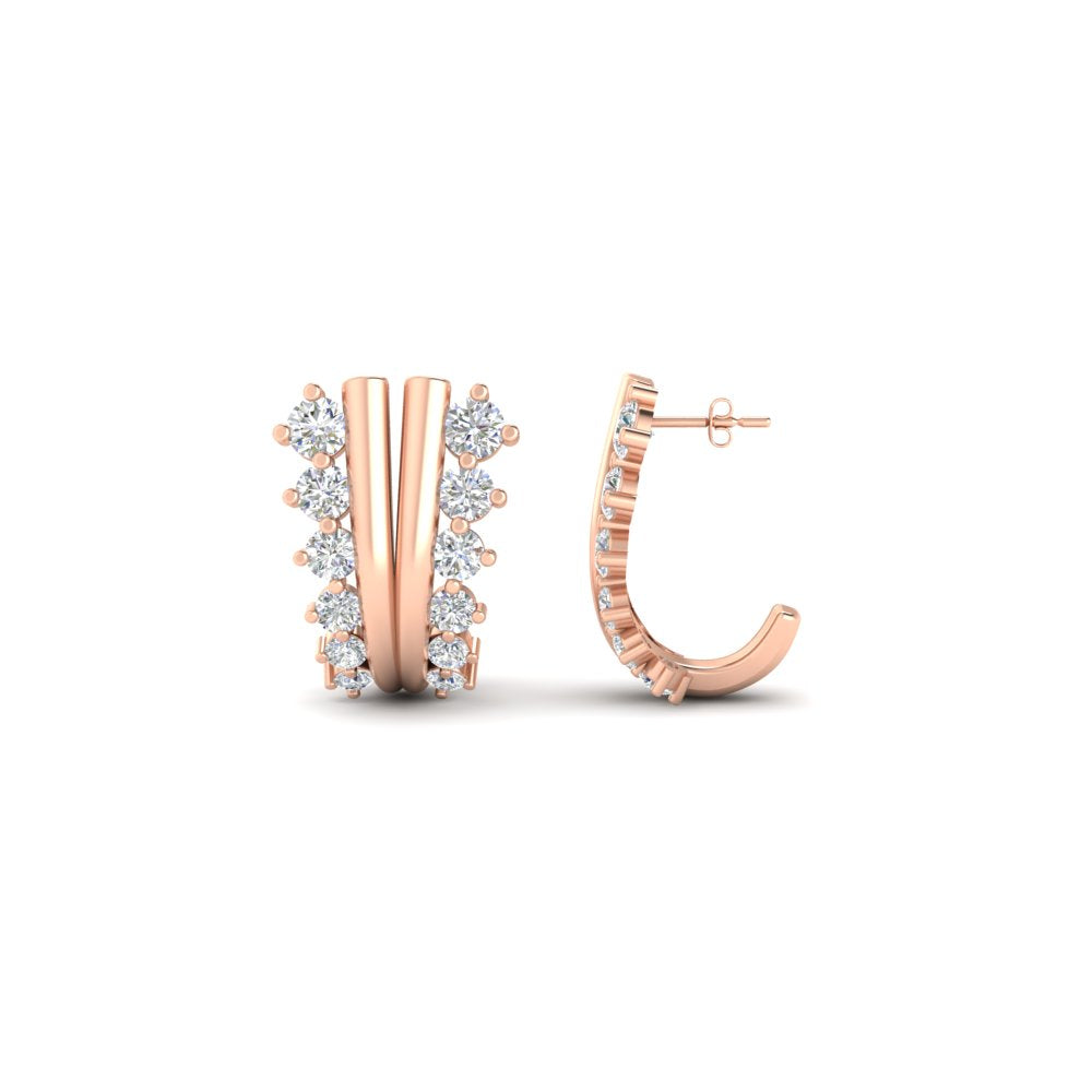 Daily Wear Diamond J Hoops Earrings
