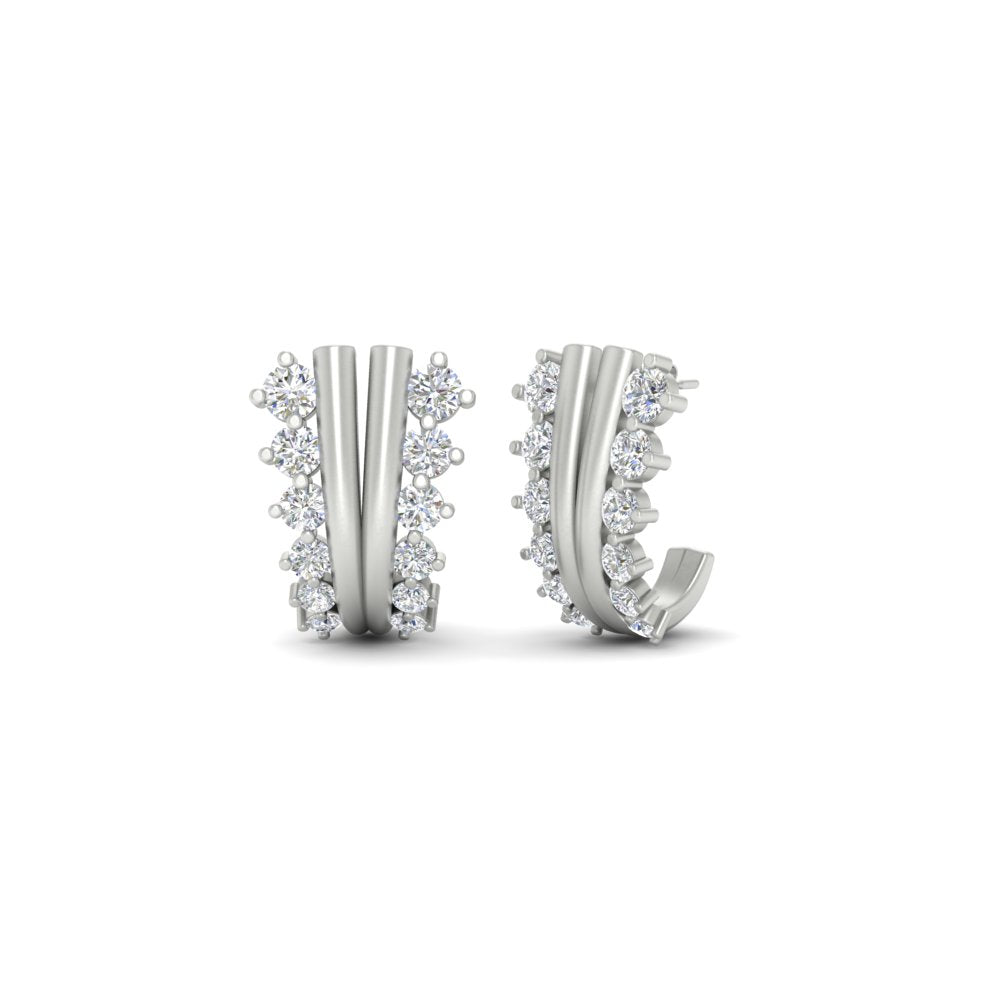 Daily Wear Diamond J Hoops Earrings