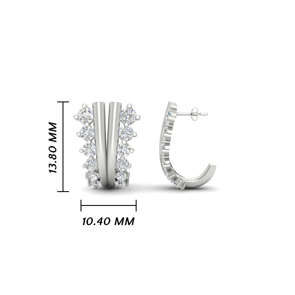Daily Wear Diamond J Hoops Earrings