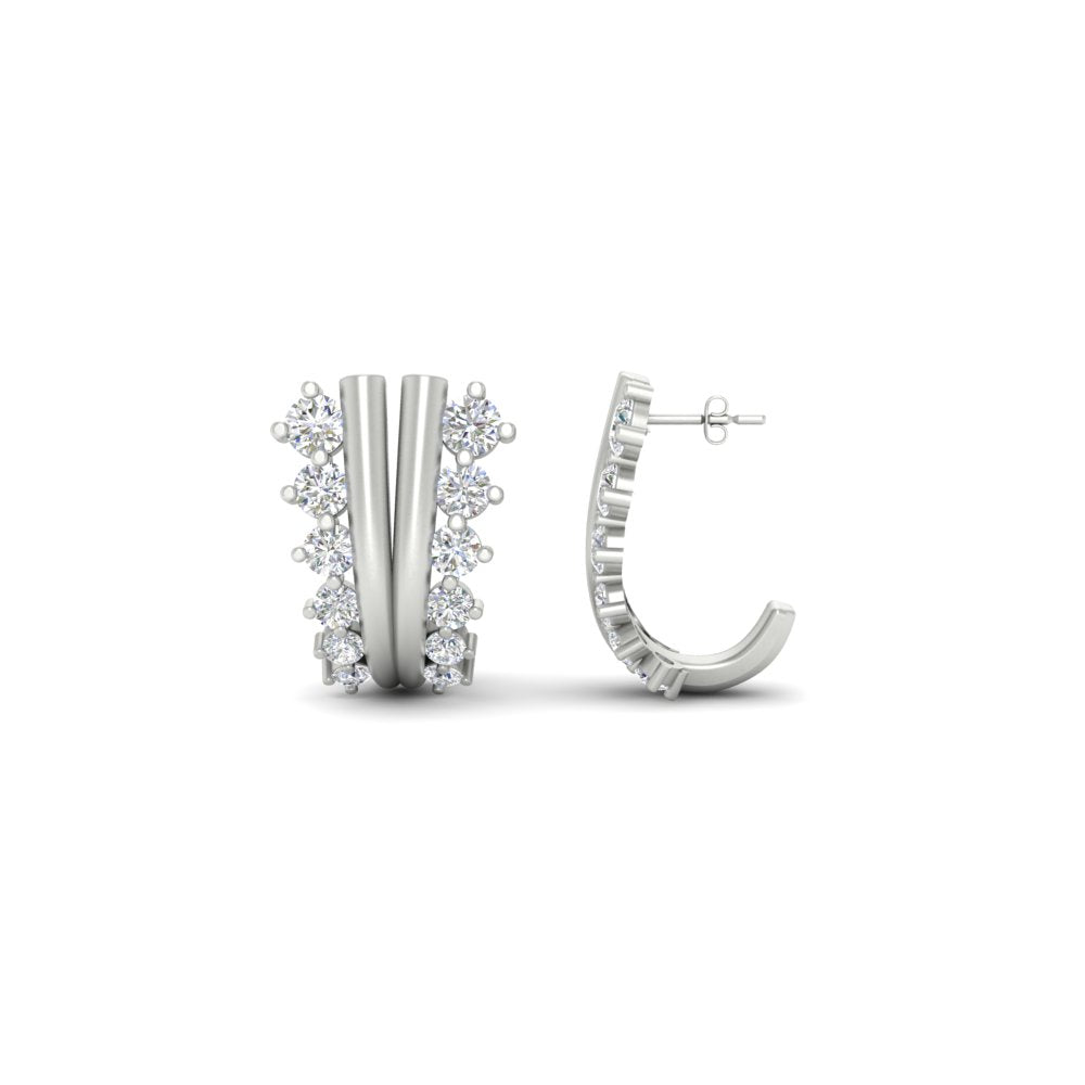 Daily Wear Diamond J Hoops Earrings