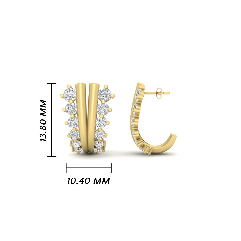 Daily Wear Diamond J Hoops Earrings