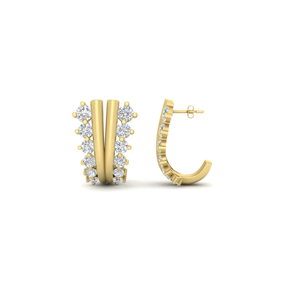 Daily Wear Diamond J Hoops Earrings