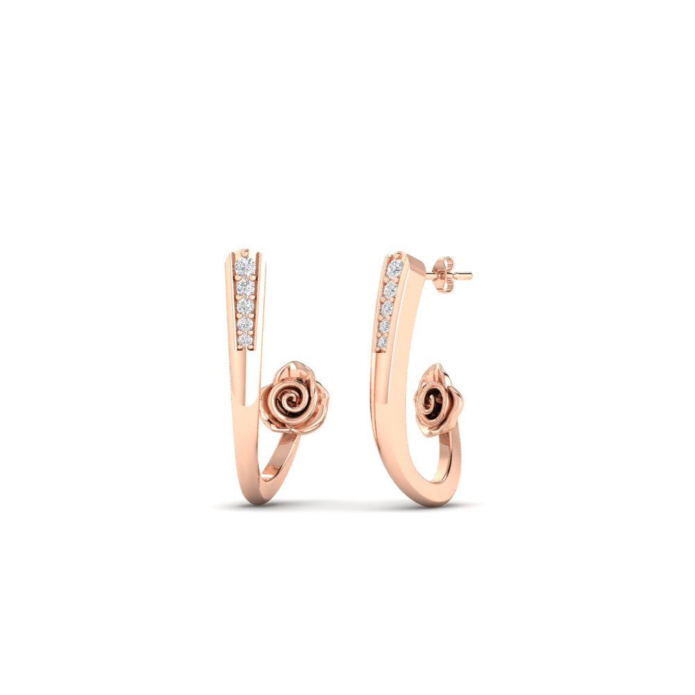 Delicate Bali Flower J Hoops Earrings