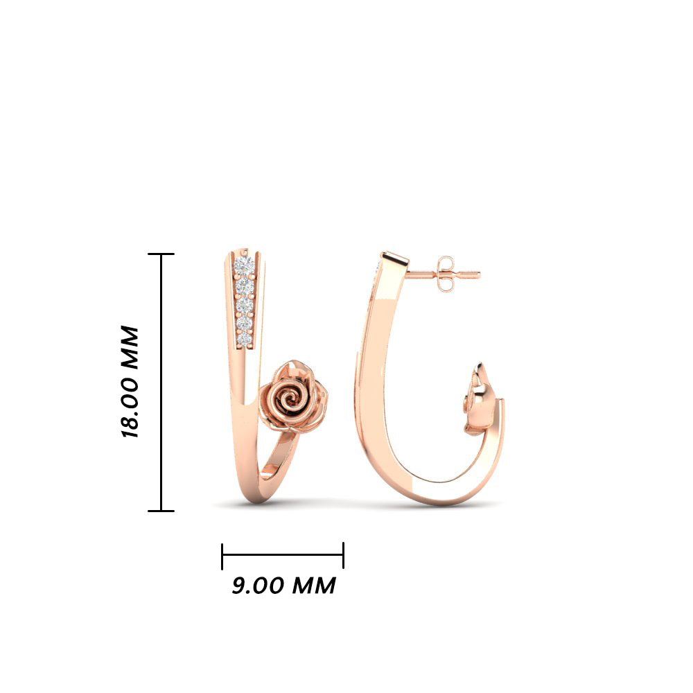 Delicate Bali Flower J Hoops Earrings