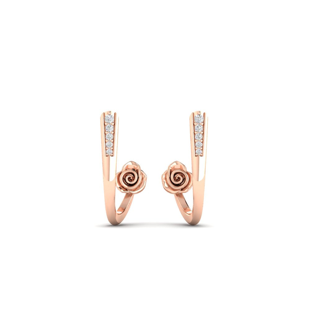 Delicate Bali Flower J Hoops Earrings