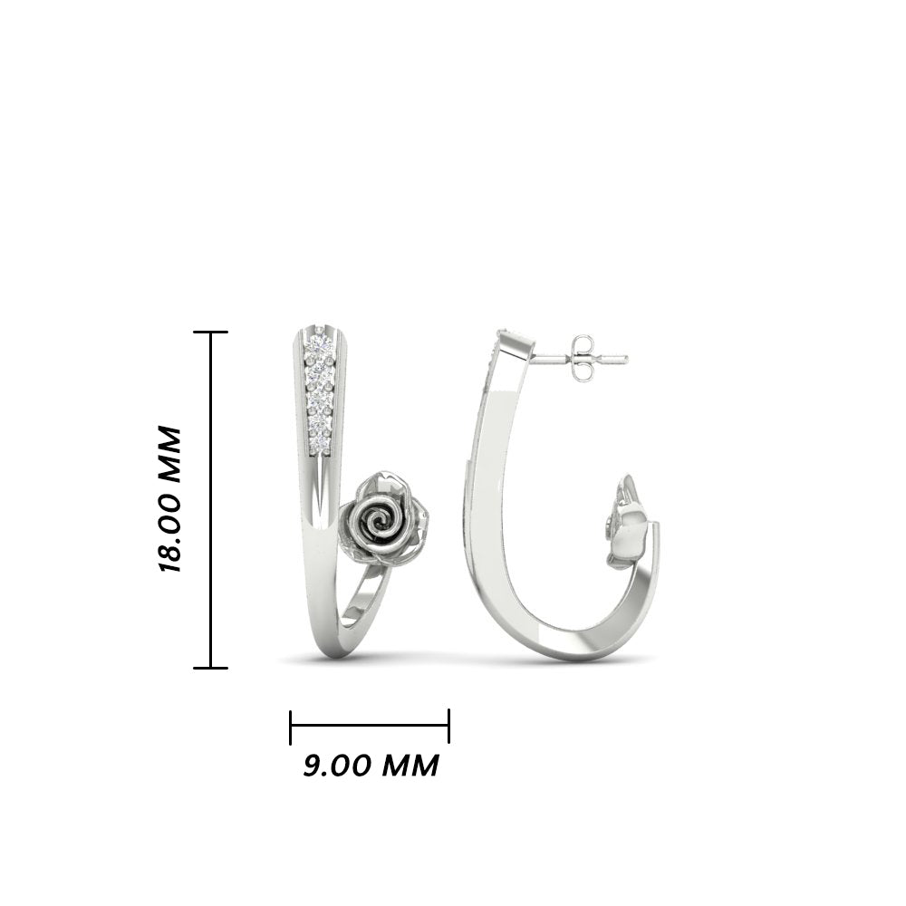 Delicate Bali Flower J Hoops Earrings