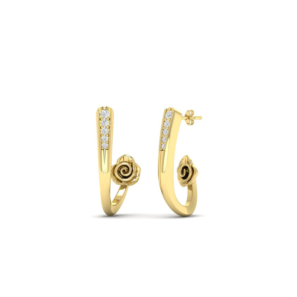 Delicate Bali Flower J Hoops Earrings