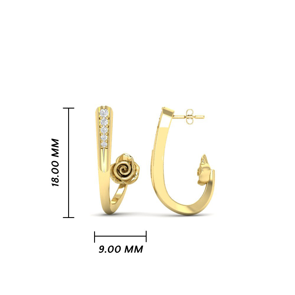 Delicate Bali Flower J Hoops Earrings