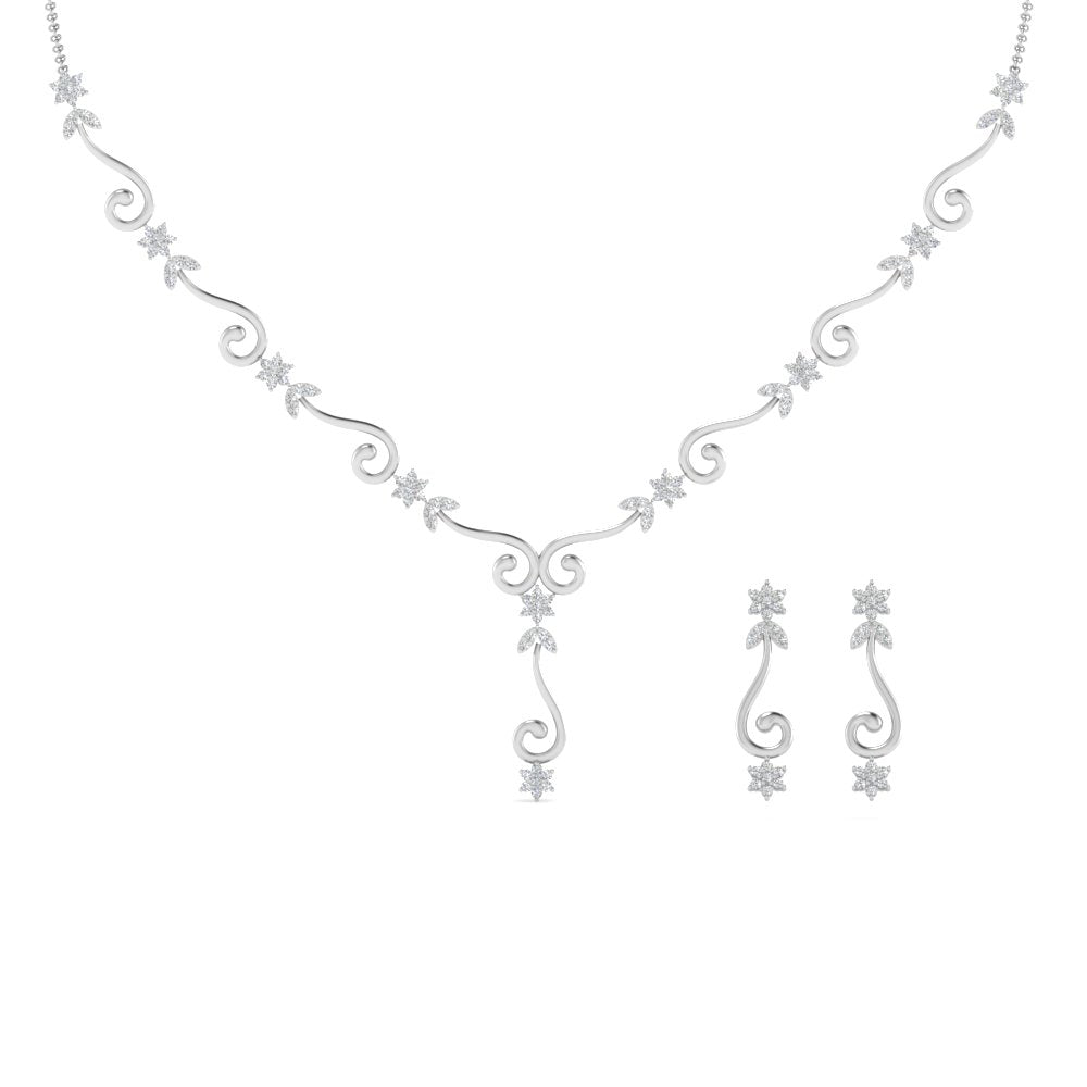 Delicate Diamond Necklace With Earrings