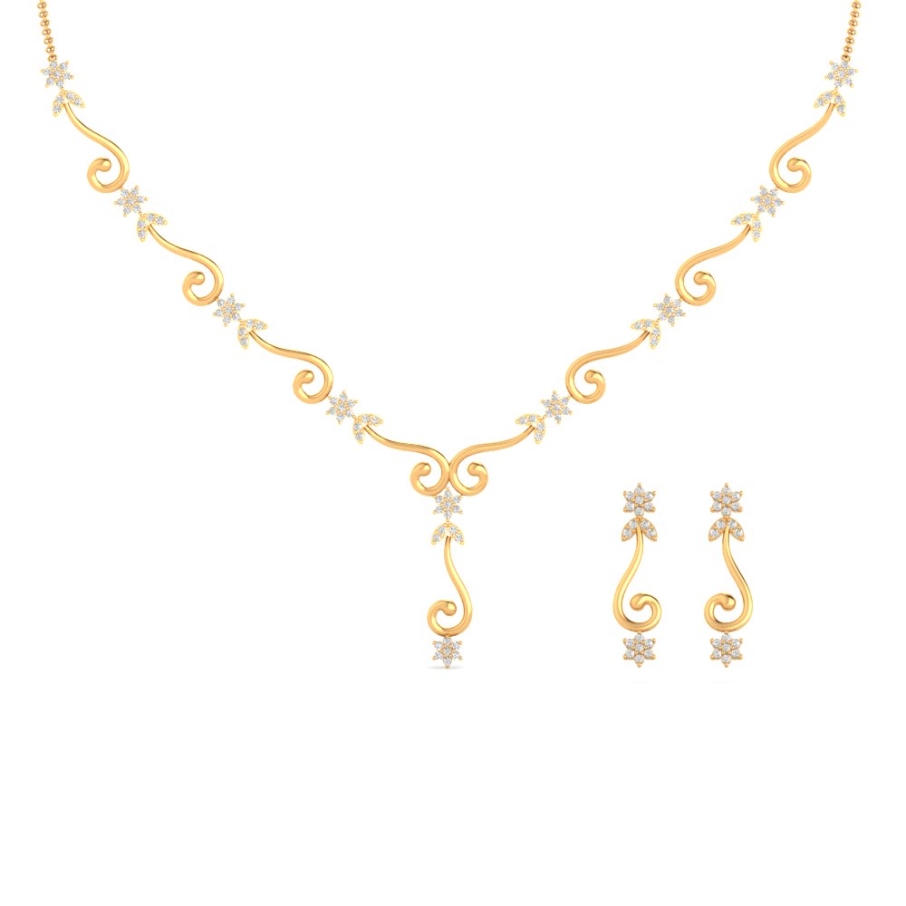 Delicate Diamond Necklace With Earrings