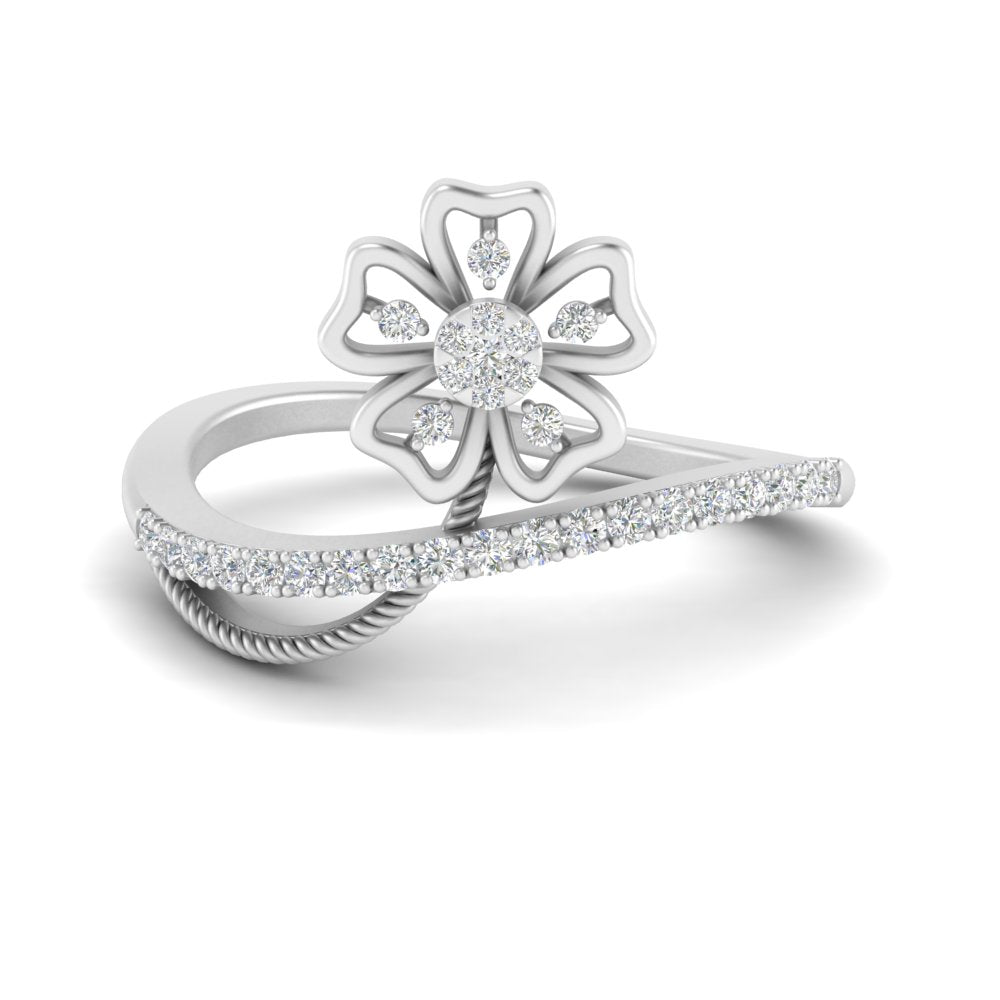 Delicate Flower Real Diamond Engagement Ring
