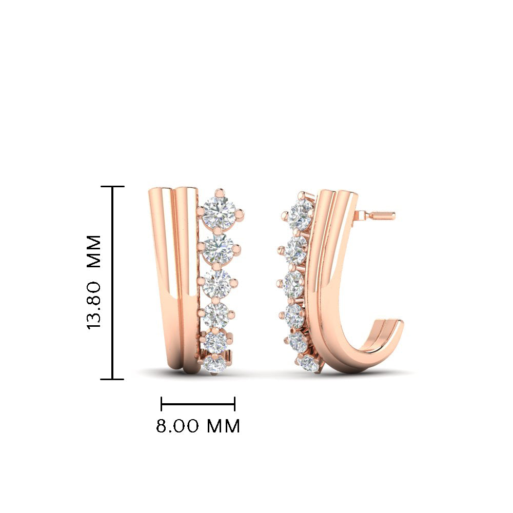 Diamond J Hoops Earrings