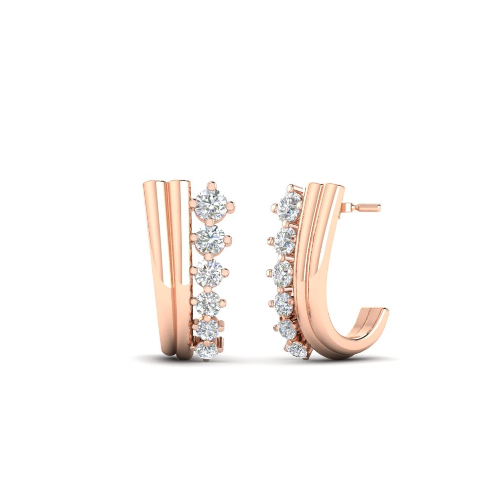 Diamond J Hoops Earrings