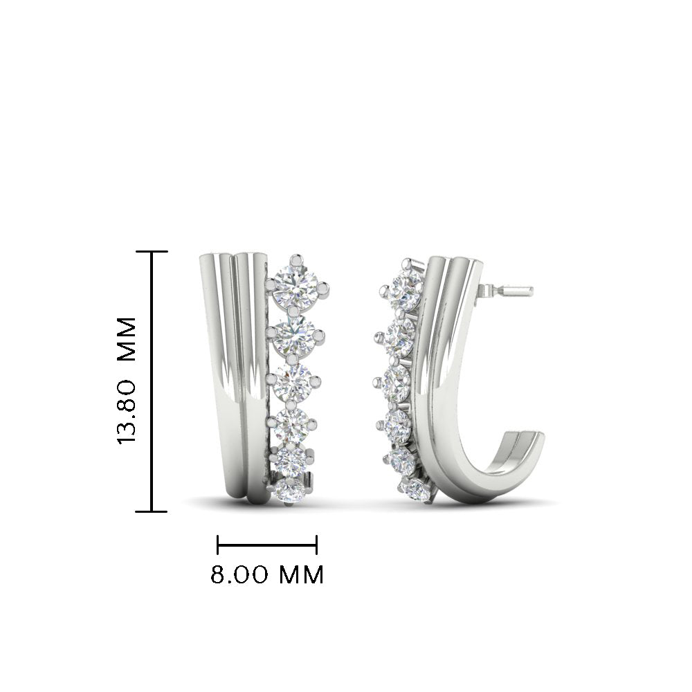 Diamond J Hoops Earrings
