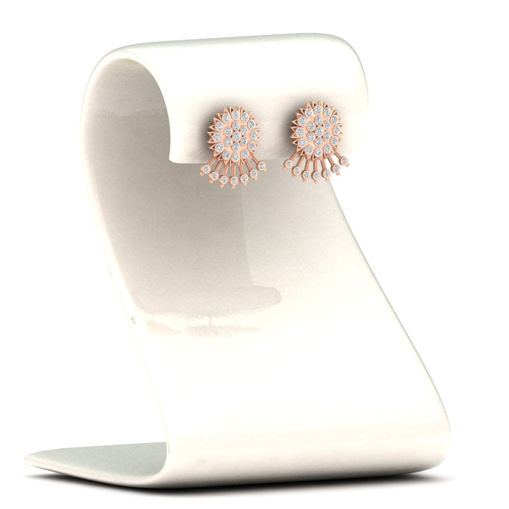 Diamond And Gold Impon Stud Earring