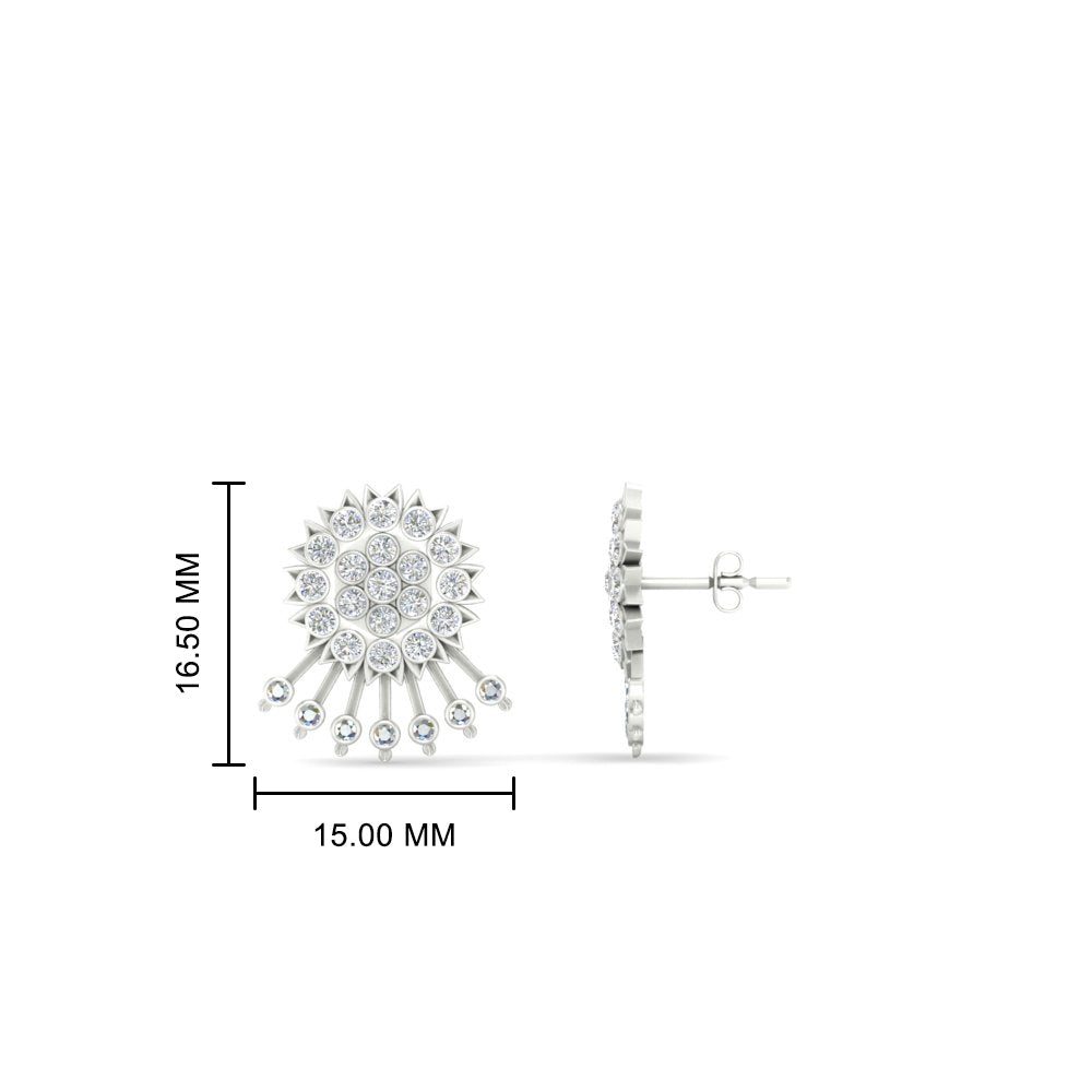 Diamond And Gold Impon Stud Earring