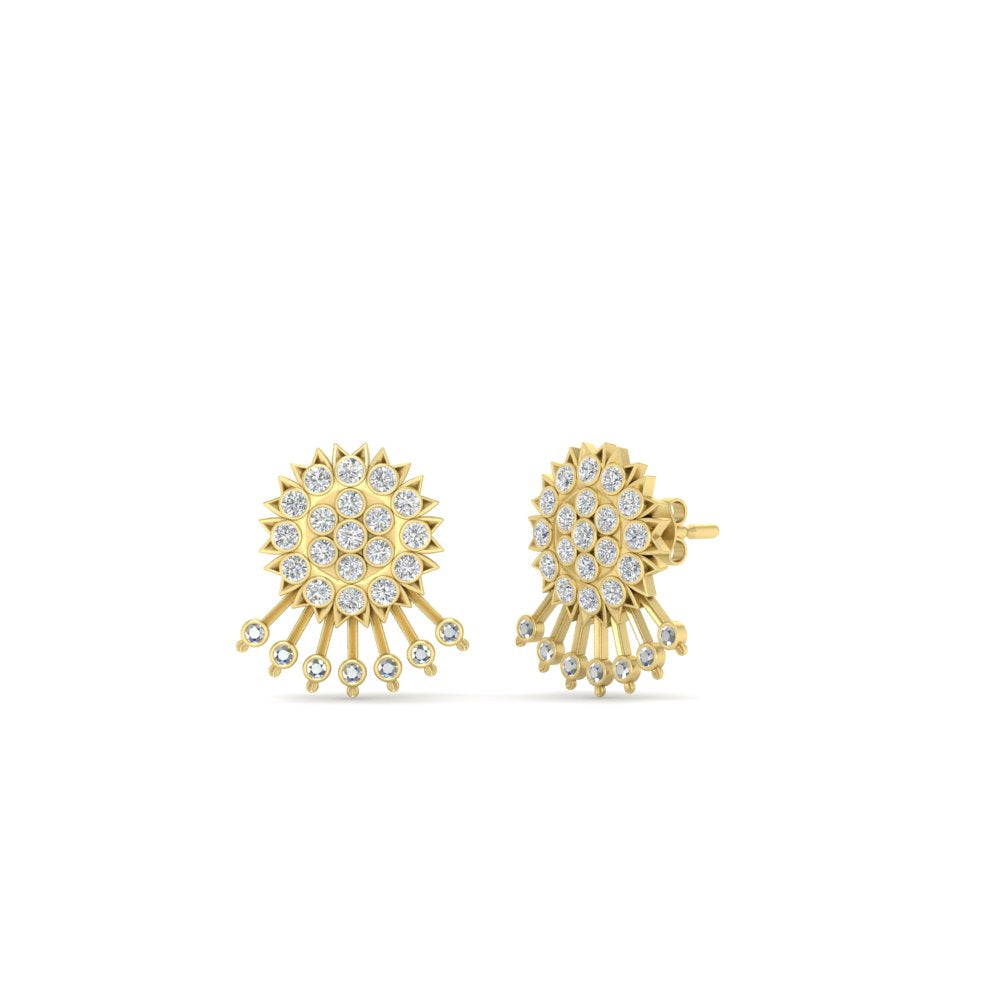 Diamond And Gold Impon Stud Earring
