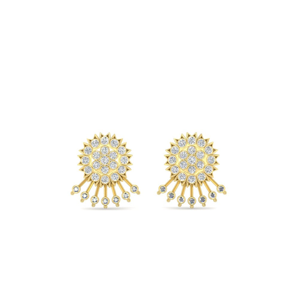 Diamond And Gold Impon Stud Earring
