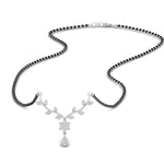 Load image into Gallery viewer, diamond-leaf-drop-black-bead-mangalsutra-necklace-in-white-gold-mgs9032sleep-nl-wg.jpg?v=1785412426