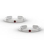 Load image into Gallery viewer, double-line-ruby-toe-rings-in-sterlingsilver-mgs11433grudrangle3-nl-wg