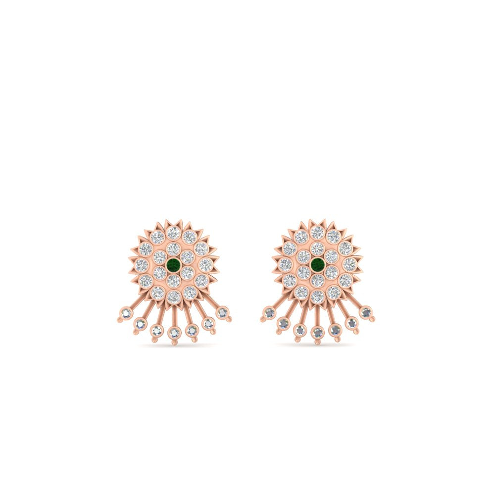 Diamond And Gold Impon Stud Earring