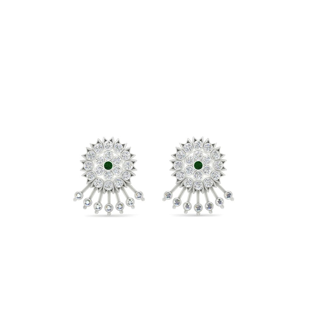 Diamond And Gold Impon Stud Earring