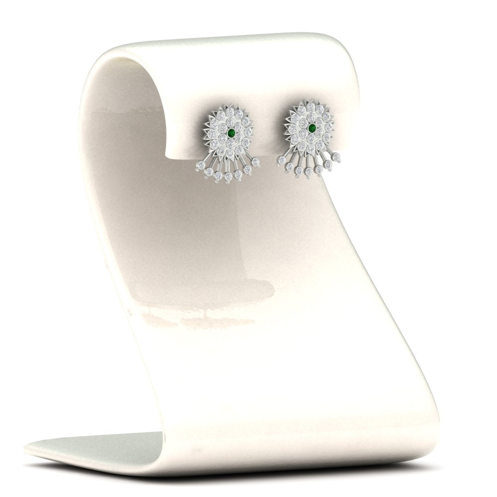 Diamond And Gold Impon Stud Earring