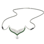 Load image into Gallery viewer, emerald-filigree-tanmaniya-3-black-beads-mangalsutra-in-white-gold-mgs9027gemgrsleep-nl-wg.jpg?v=1781780100