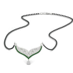 Load image into Gallery viewer, emerald-filigree-tanmaniya-mangalsutra-in-white-gold-mgs9027gemgrsleep-nl-wg.jpg?v=1781779980