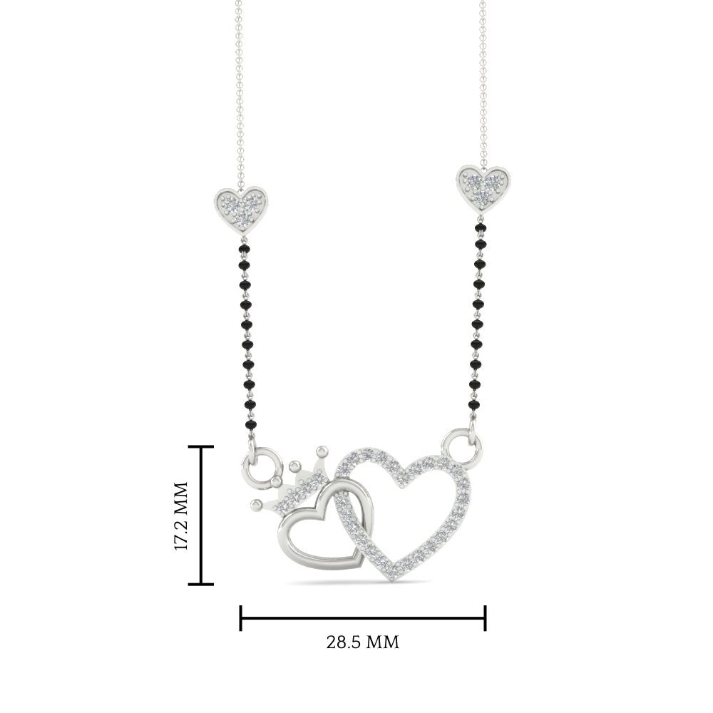 Heart and Crown Diamond Mangalsutra