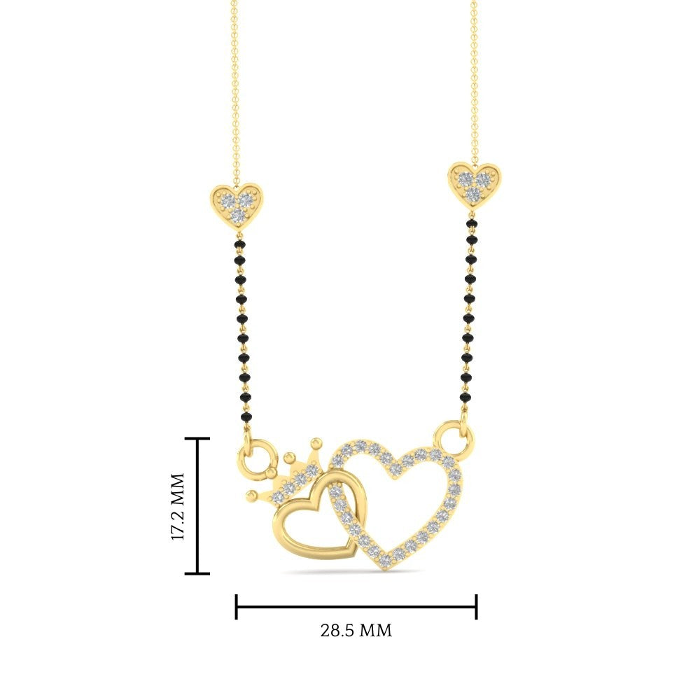 Heart and Crown Diamond Mangalsutra