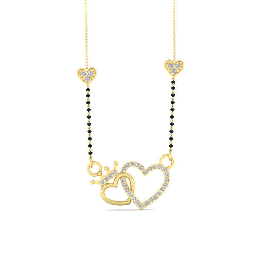 Heart and Crown Diamond Mangalsutra