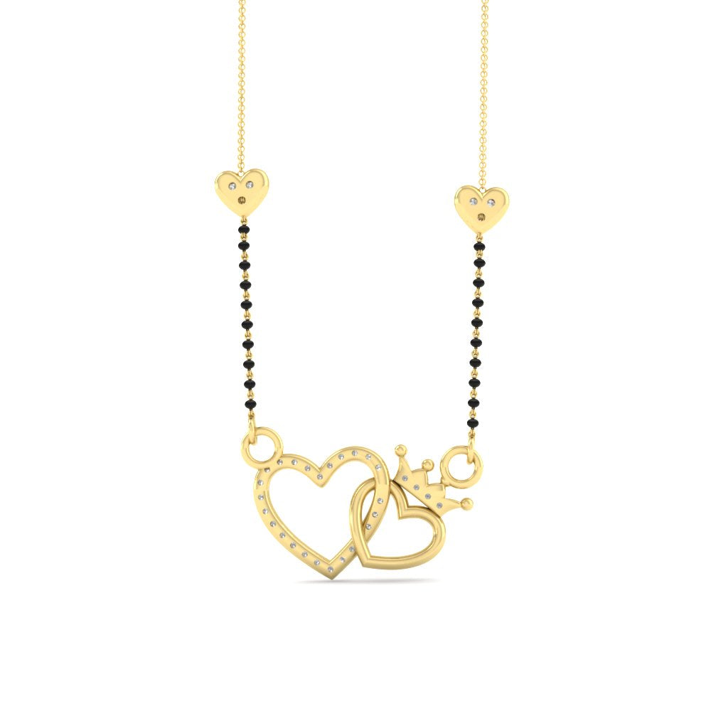 Heart and Crown Diamond Mangalsutra