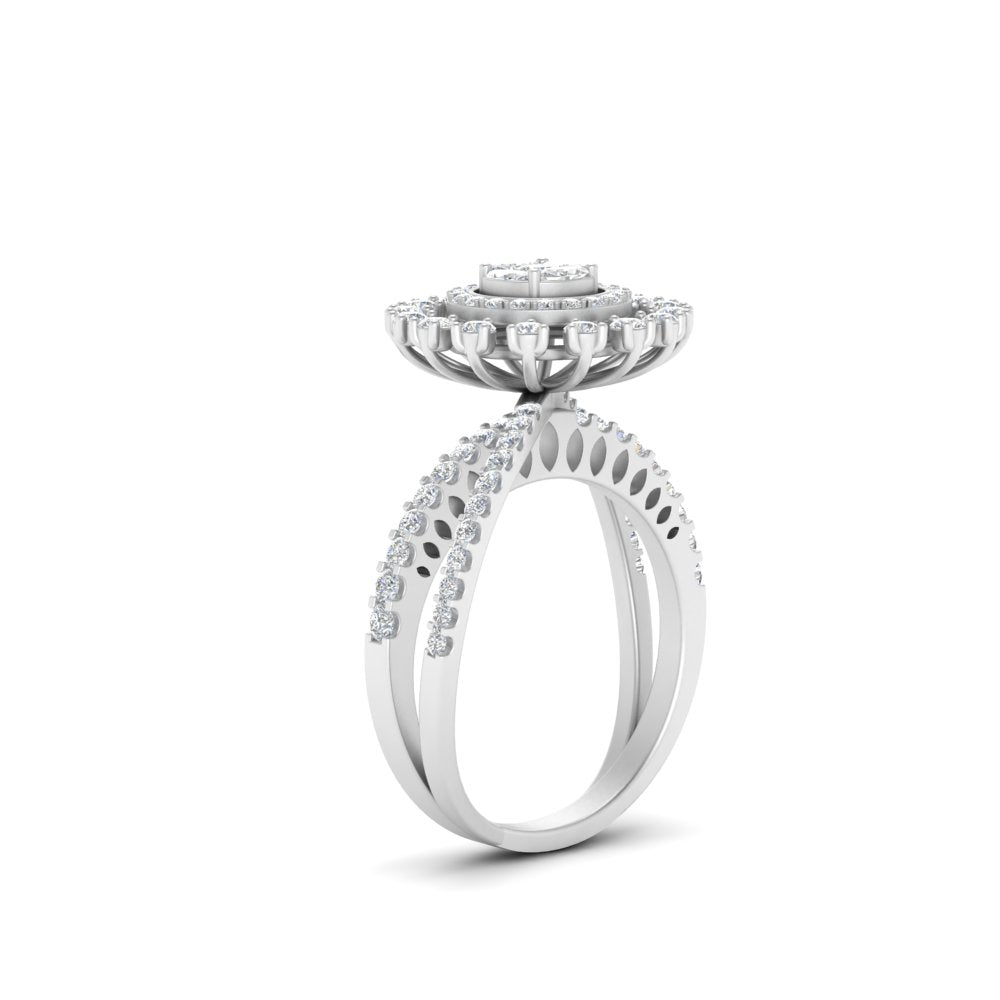 Illusion Set Round Solitaire Diamond Engagement Ring