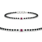 Load image into Gallery viewer, mens-single-bezel-set-pink-sapphire-mangalsutra-bracelet-in-white-gold-mgsmbrc11836gsadrpisleep-nl-wg.jpg