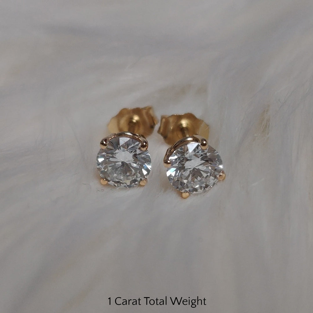 1/2 To 2 Carat Round Diamond Stud Earring