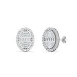 Load image into Gallery viewer, Oval Shaped Baguette Diamond Fancy Stud Earrings