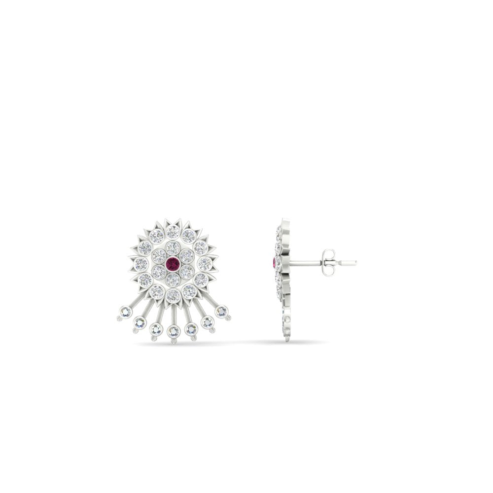 Diamond And Gold Impon Stud Earring