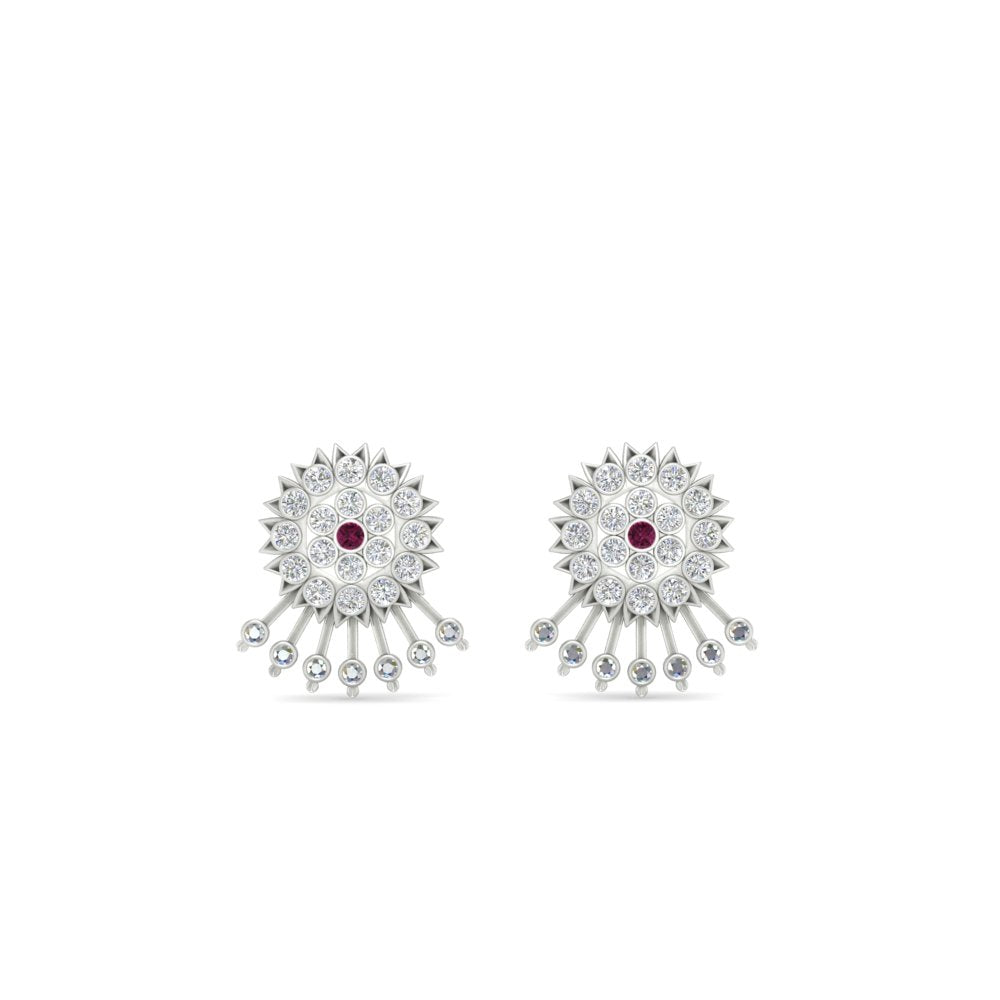 Diamond And Gold Impon Stud Earring