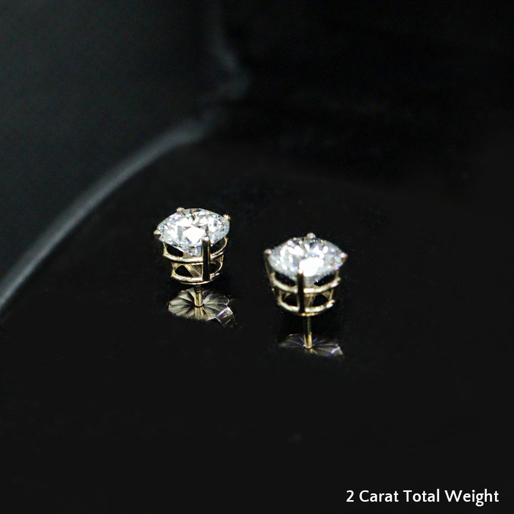 1/2 To 2 Carat Round Diamond Stud Earring