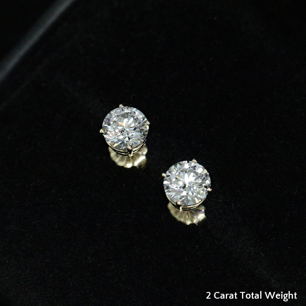 1/2 To 2 Carat Round Diamond Stud Earring