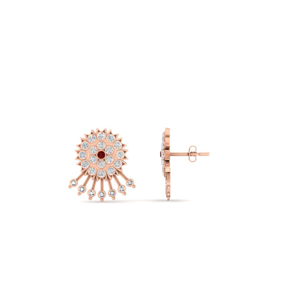 Diamond And Gold Impon Stud Earring