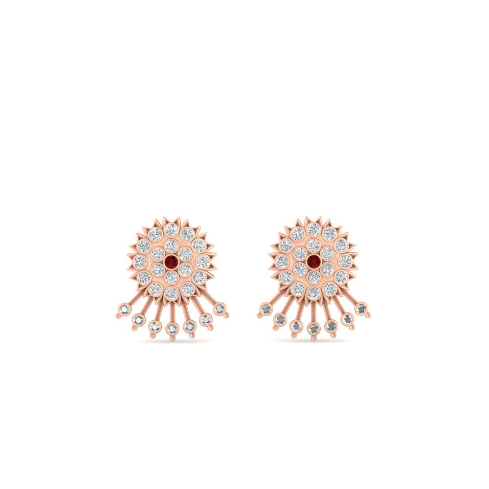 Diamond And Gold Impon Stud Earring