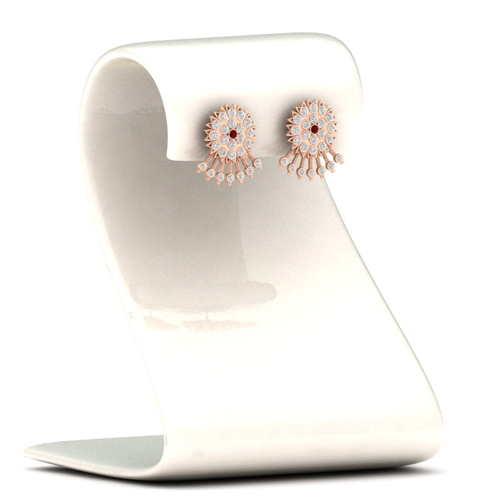 Diamond And Gold Impon Stud Earring