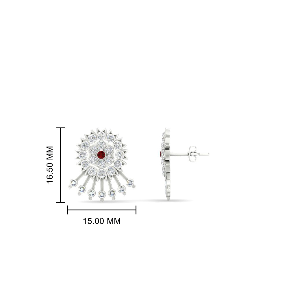 Diamond And Gold Impon Stud Earring