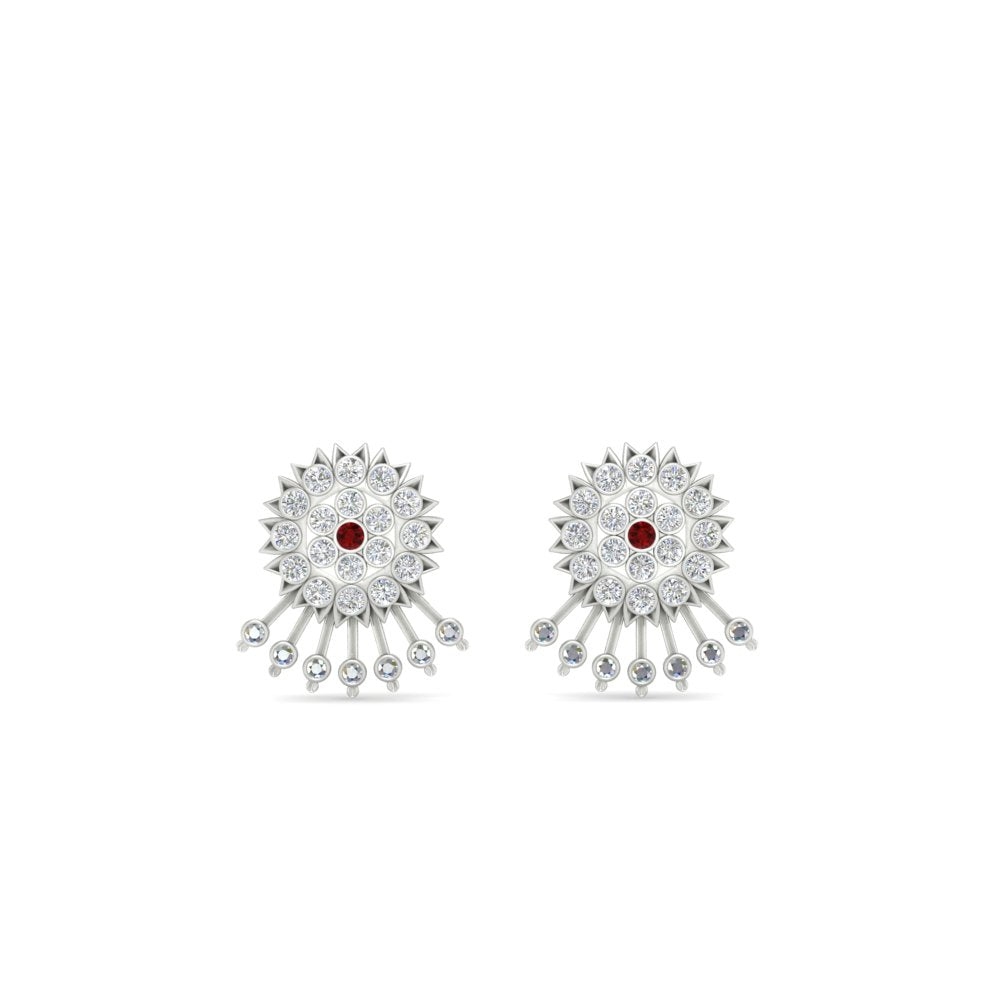 Diamond And Gold Impon Stud Earring