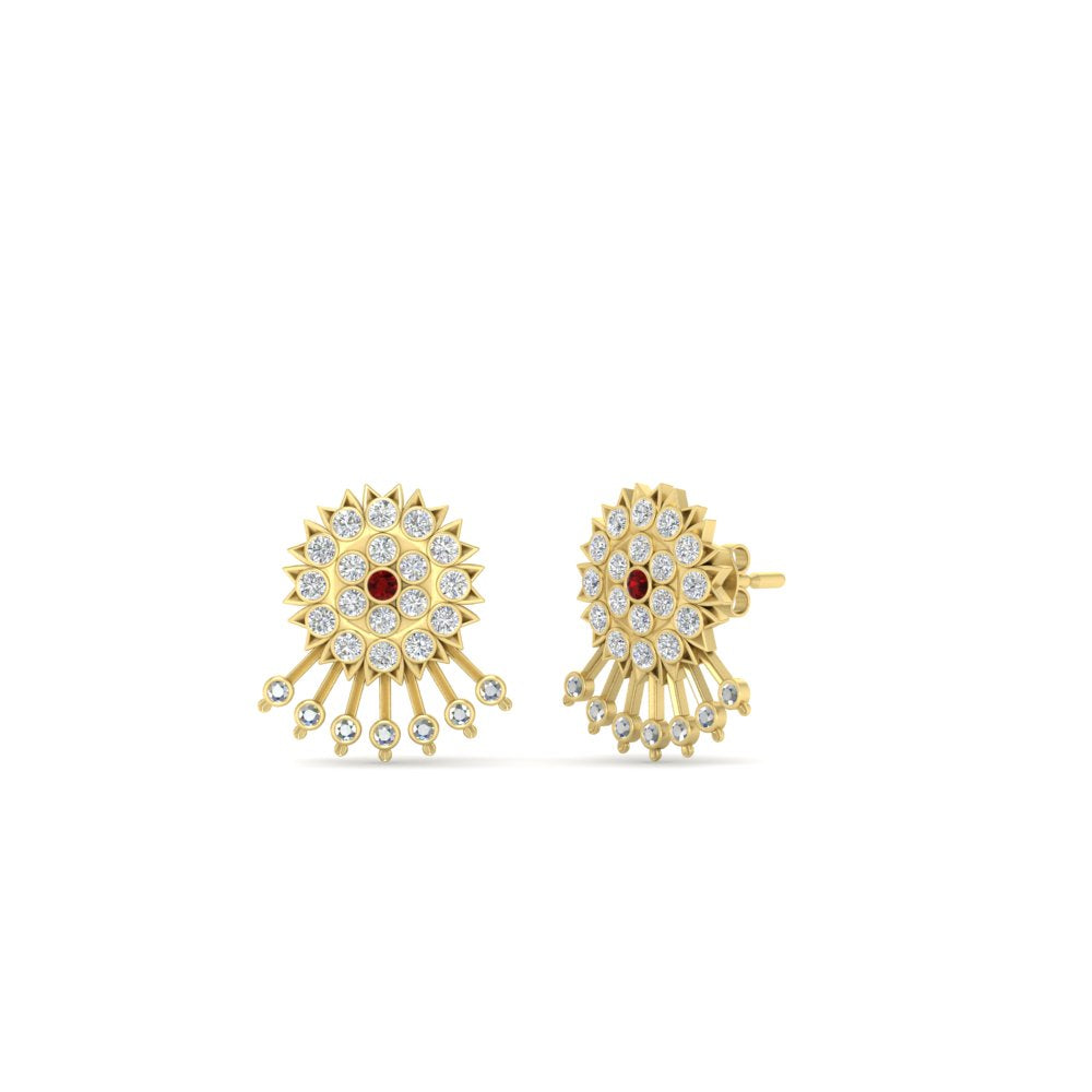 Diamond And Gold Impon Stud Earring